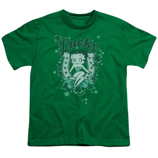 Betty Boop - Lucky Boop - Short Sleeve Youth 18/1 - Kelly Green T-shirt