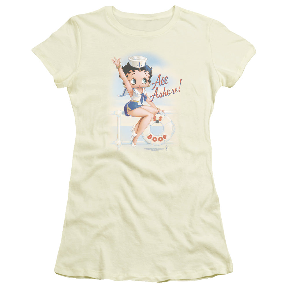 Betty Boop - All Ashore - Short Sleeve Junior Sheer - Cream T-shirt