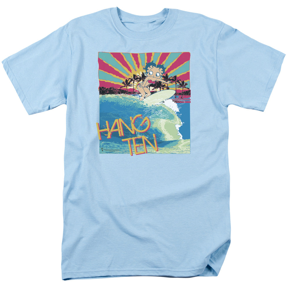 Betty Boop - Hang Ten - Short Sleeve Adult 18/1 - Light Blue T-shirt