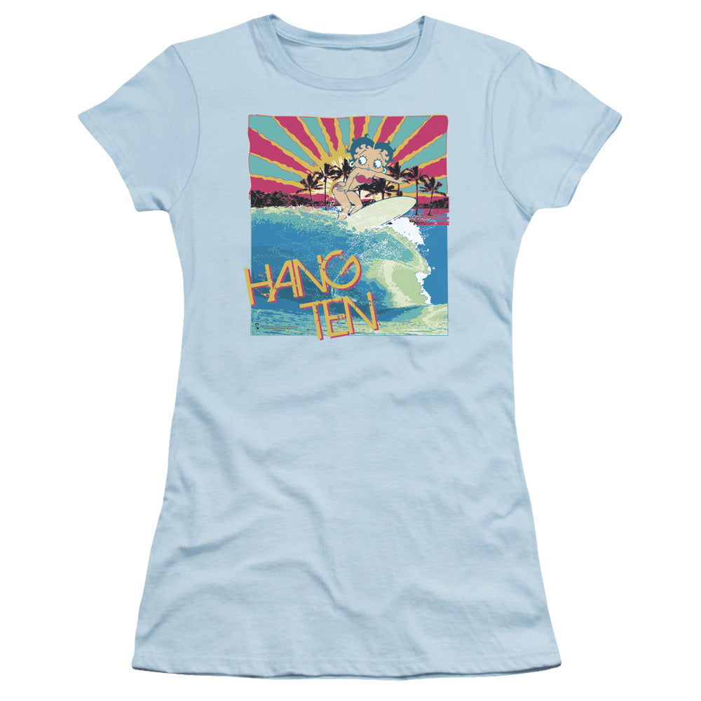 BETTY BOOP HANG TEN - S/S JUNIOR SHEER - LIGHT BLUE T-Shirt