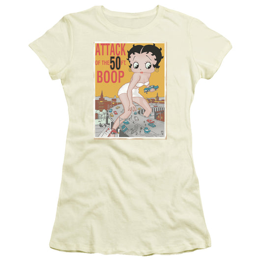 Betty Boop - Attack Of 50ft Boop - Short Sleeve Junior Sheer - Cream T-shirt