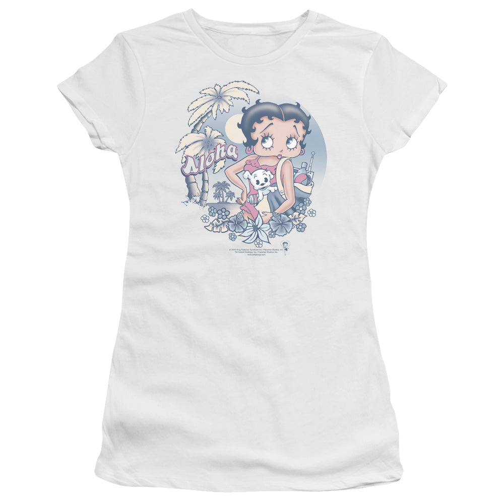 Betty Boop - Aloha - Short Sleeve Junior Sheer - White T-shirt