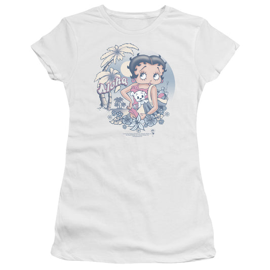 Betty Boop - Aloha - Short Sleeve Junior Sheer - White T-shirt