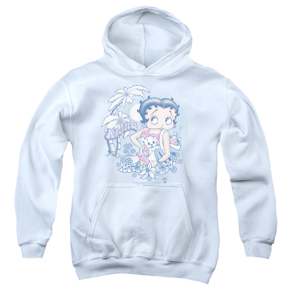 Betty Boop Aloha-youth Pull-over Hoodie - White