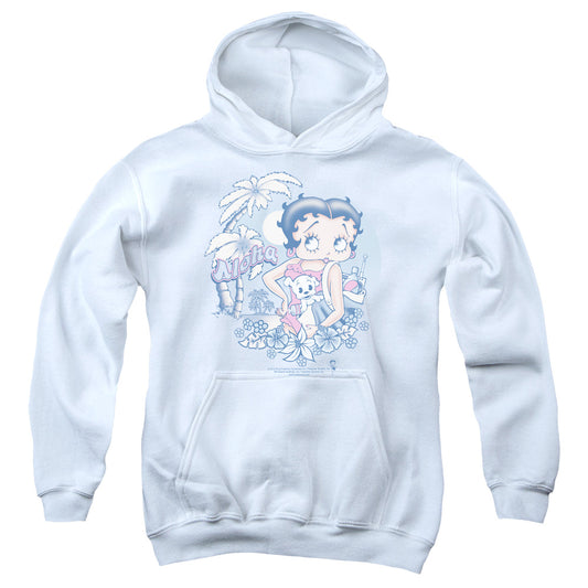 Betty Boop Aloha-youth Pull-over Hoodie - White