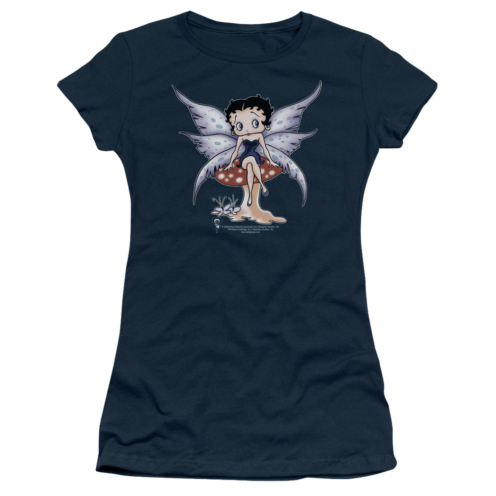 Betty Boop - Mushroom Fairy - Short Sleeve Junior Sheer - Navy T-shirt