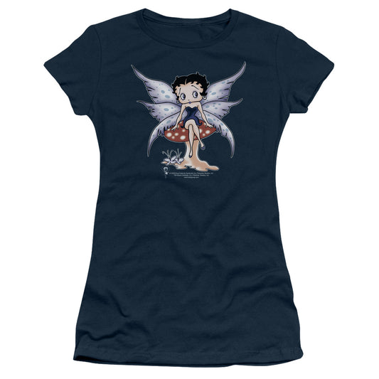 Betty Boop - Mushroom Fairy - Short Sleeve Junior Sheer - Navy T-shirt