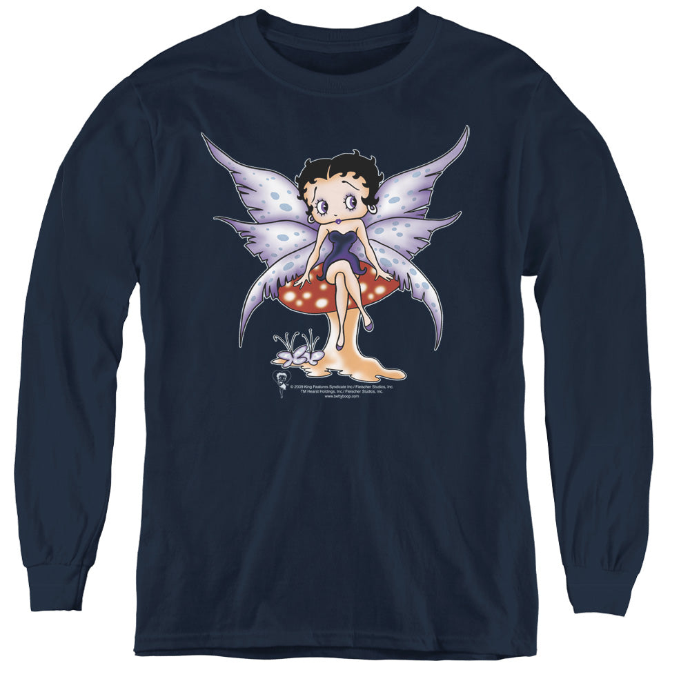 Betty Boop - Mushroom Fairy - Youth Long Sleeve Tee - Navy