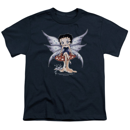 Betty Boop - Mushroom Fairy - Short Sleeve Youth 18/1 - Navy T-shirt