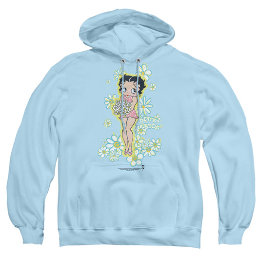 Betty Boop - Flowers - Adult Pull-over Hoodie - Light Blue