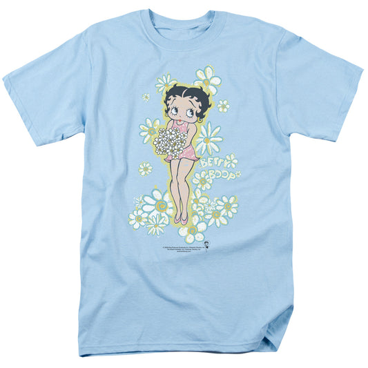 Betty Boop - Flowers - Short Sleeve Adult 18/1 - Light Blue T-shirt