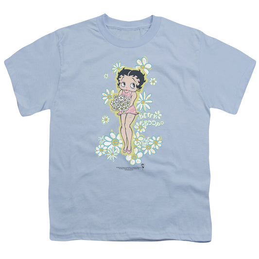 Betty Boop - Flowers - Short Sleeve Youth 18/1 - Light Blue T-shirt