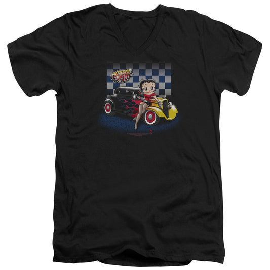 Betty Boop - Hot Rod Boop - Short Sleeve Adult V-neck - Black T-shirt