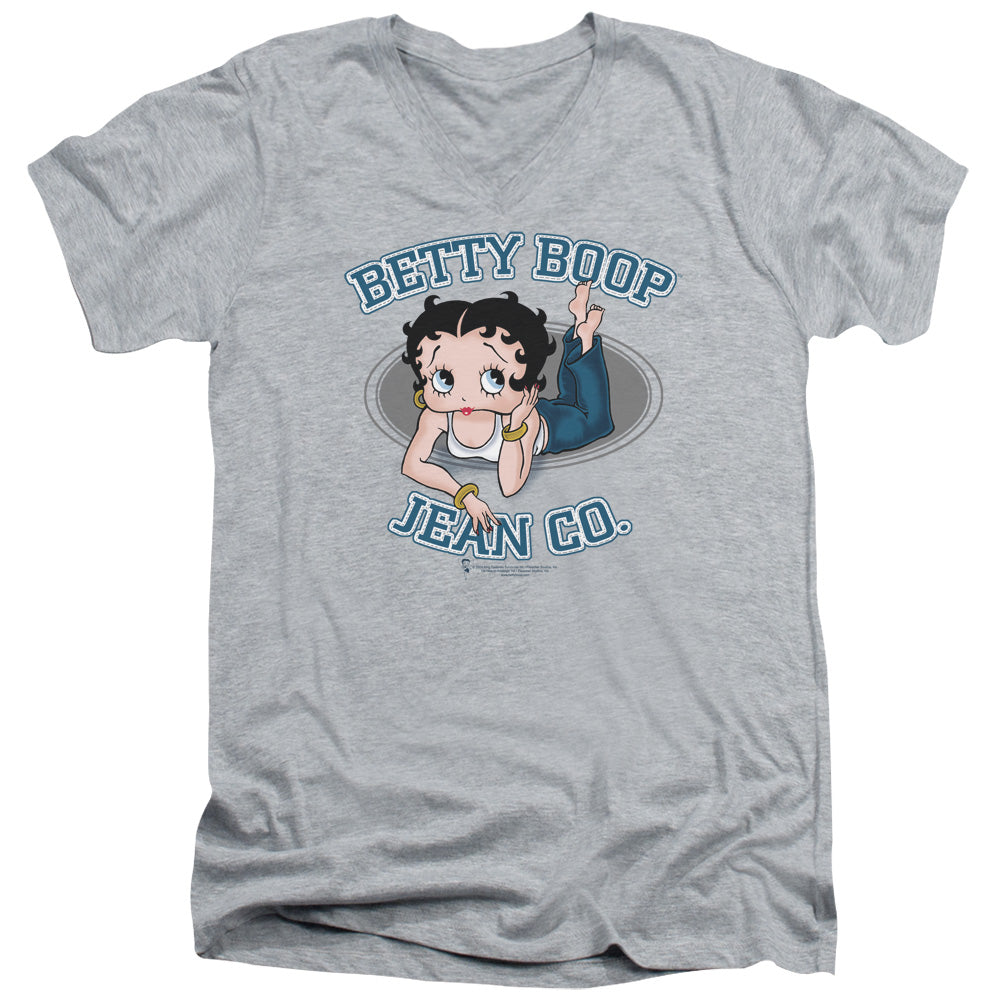 Betty Boop - Jean Co - Short Sleeve Adult V-neck - Athletic Heather T-shirt
