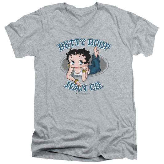 Betty Boop - Jean Co - Short Sleeve Adult V-neck - Athletic Heather T-shirt