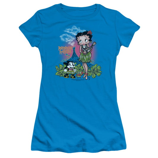 Betty Boop - Polynesian Princess - Short Sleeve Junior Sheer - Turquoise T-shirt