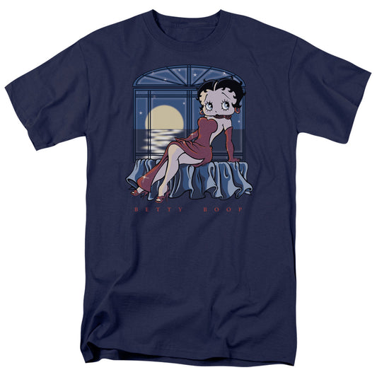 Betty Boop - Moonlight - Short Sleeve Adult 18/1 - Navy T-shirt