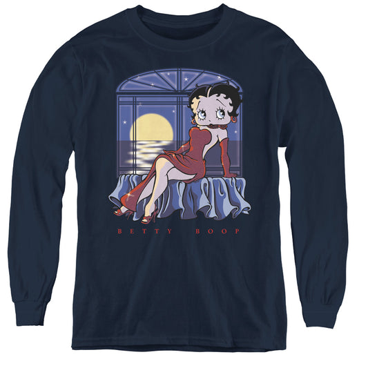 Betty Boop - Moonlight - Youth Long Sleeve Tee - Navy