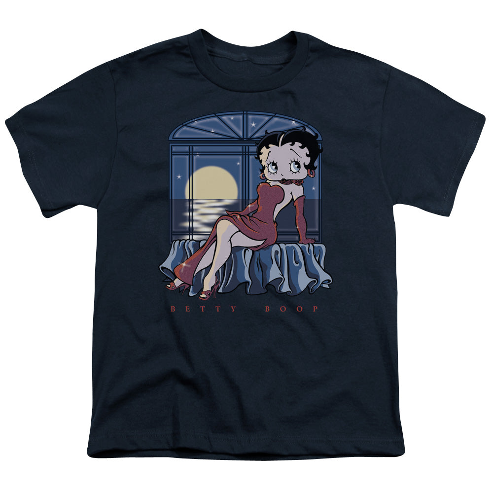 Betty Boop - Moonlight - Short Sleeve Youth 18/1 - Navy T-shirt