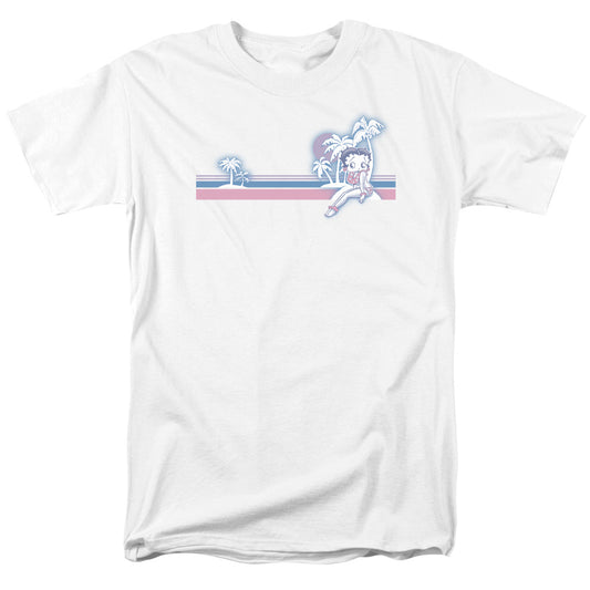 Betty Boop - Reto Surf Band - Short Sleeve Adult 18/1 - White T-shirt
