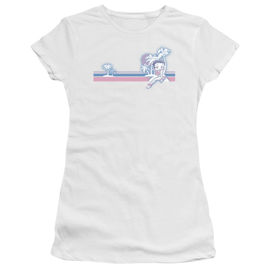 Betty Boop - Reto Surf Band - Short Sleeve Junior Sheer - White T-shirt