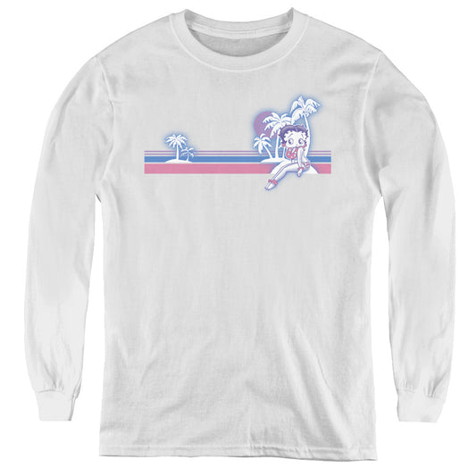 Betty Boop - Reto Surf Band - Youth Long Sleeve Tee - White