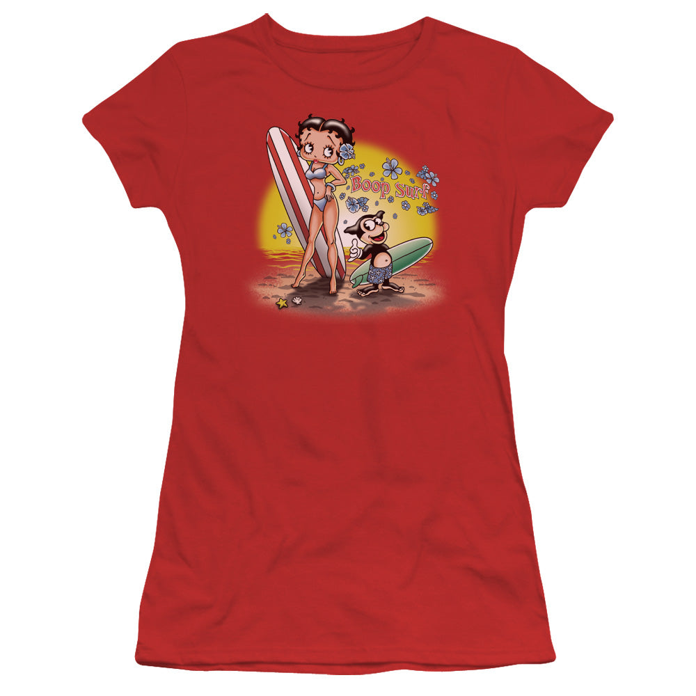 Betty Boop - Surf - Short Sleeve Junior Sheer - Red T-shirt