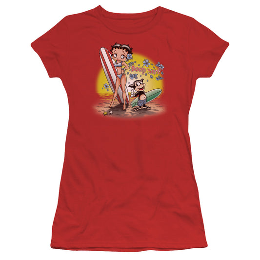 Betty Boop - Surf - Short Sleeve Junior Sheer - Red T-shirt