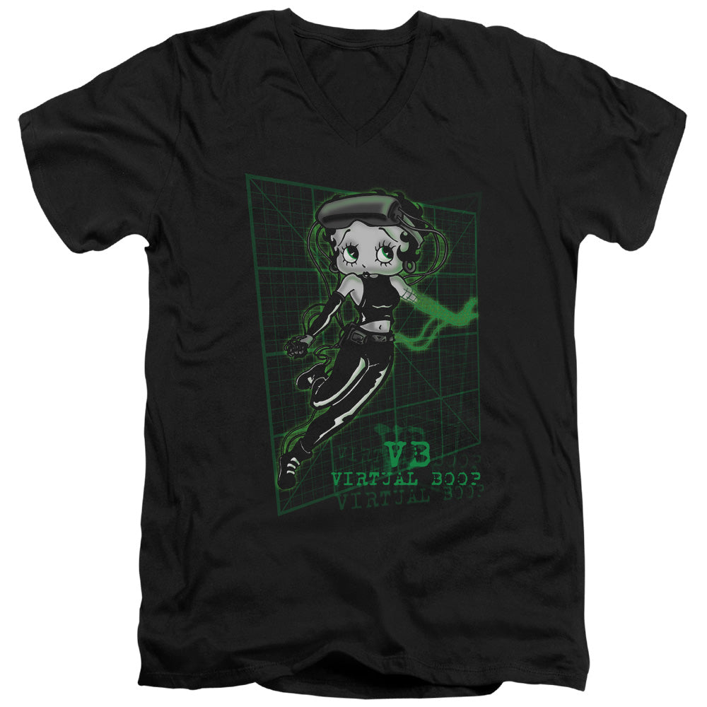 Betty Boop - Virtual Boop - Short Sleeve Adult V-neck - Black T-shirt