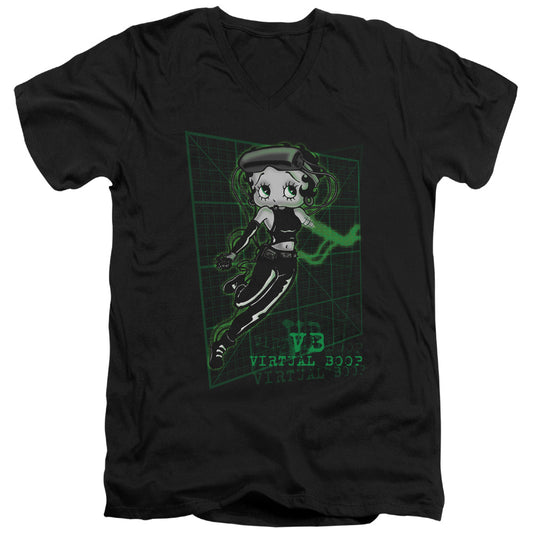 Betty Boop - Virtual Boop - Short Sleeve Adult V-neck - Black T-shirt