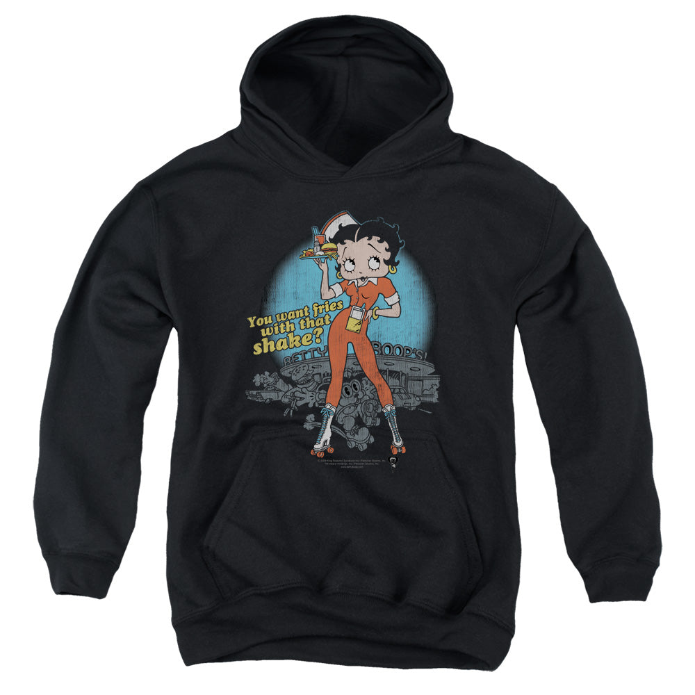 Betty Boop - Fries With That - Youth Pull-over Hoodie - Black