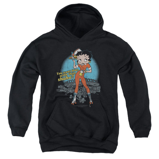 Betty Boop - Fries With That - Youth Pull-over Hoodie - Black