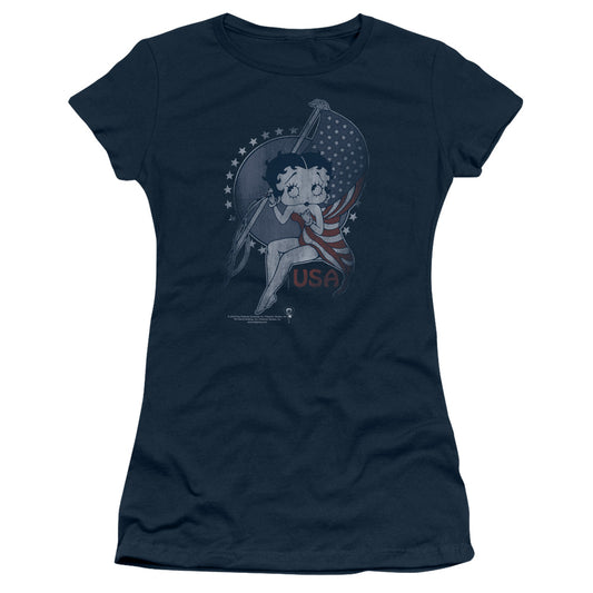 Betty Boop - Proud Betty - Short Sleeve Junior Sheer - Navy T-shirt