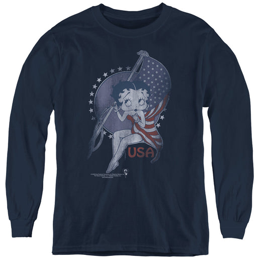 Betty Boop - Proud Betty - Youth Long Sleeve Tee - Navy