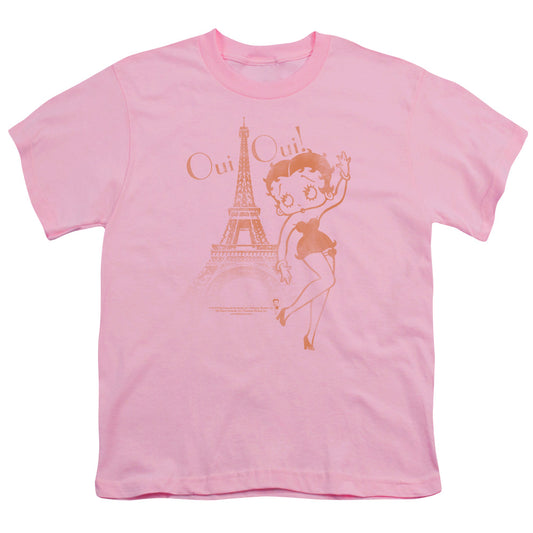 Betty Boop - Oui Oui - Short Sleeve Youth 18/1 - Pink T-shirt
