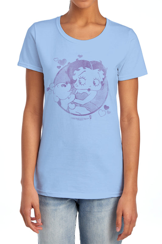 Betty Boop - Perfect Kiss - Short Sleeve Women"s Tee - Light Blue T-shirt