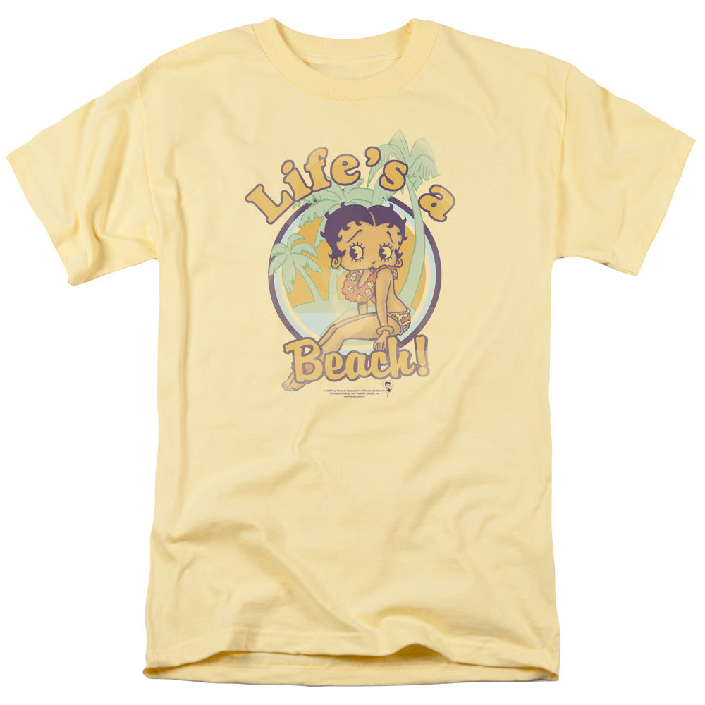 Betty Boop - Lifes A Beach - Short Sleeve Adult 18/1 - Banana T-shirt