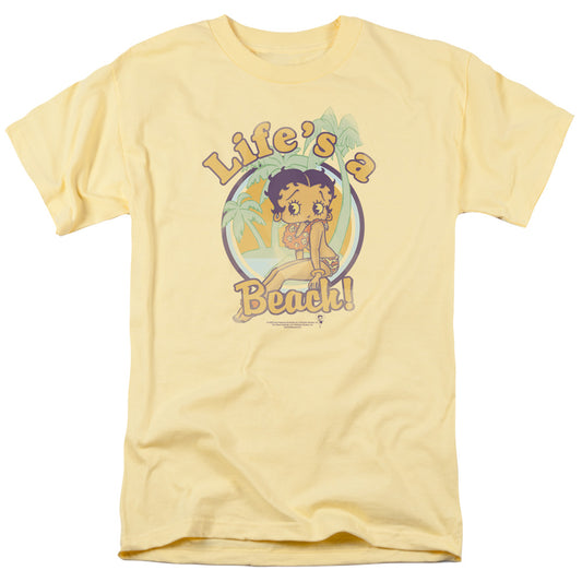 Betty Boop - Lifes A Beach - Short Sleeve Adult 18/1 - Banana T-shirt