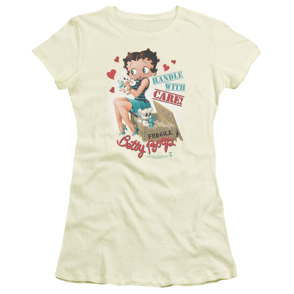 Betty Boop - Handle With Care - Short Sleeve Junior Sheer - Cream T-shirt