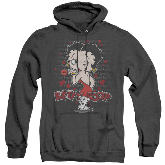 Betty Boop - Classic Kiss - Adult Heather Hoodie - Black