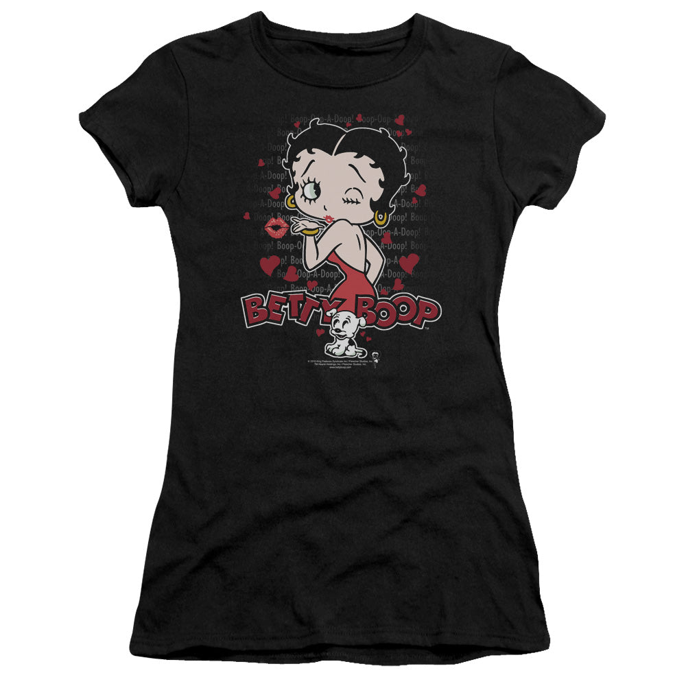 Betty Boop - Classic Kiss - Short Sleeve Junior Sheer - Black T-shirt