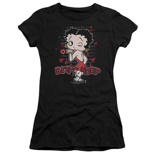 Betty Boop - Classic Kiss - Short Sleeve Junior Sheer - Black T-shirt