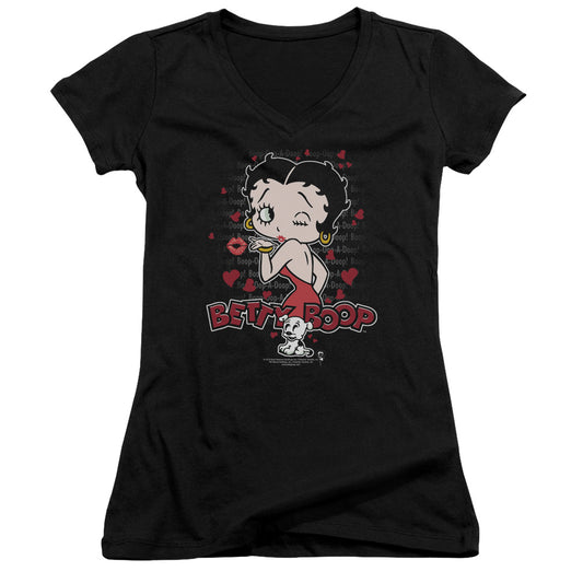 Betty Boop - Classic Kiss - Junior V-neck - Black