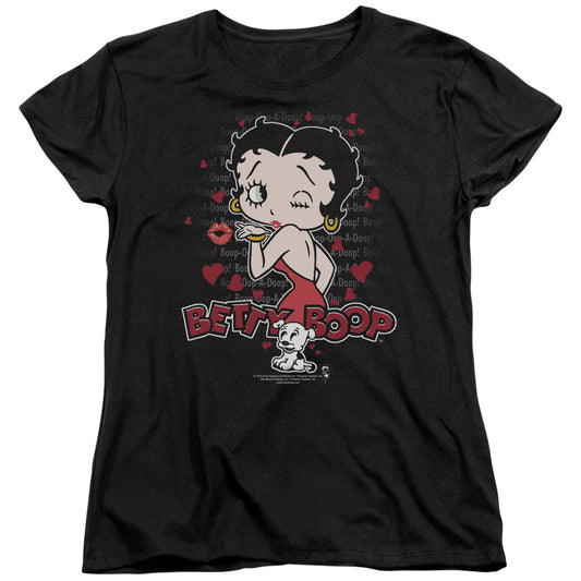 Betty Boop - Classic Kiss - Short Sleeve Womens Tee - Black T-shirt