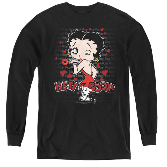 Betty Boop - Classic Kiss - Youth Long Sleeve Tee - Black