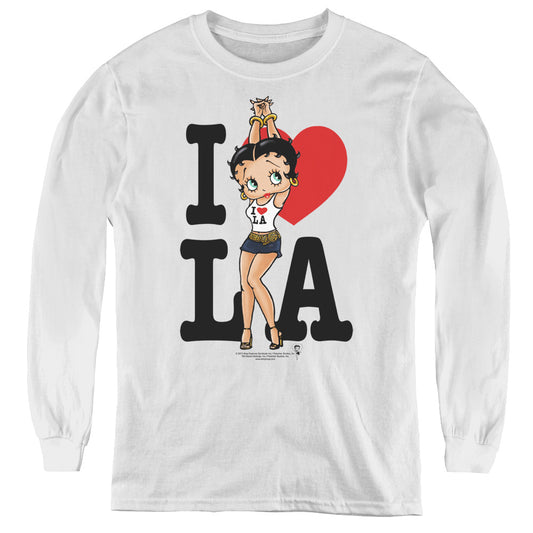 Betty Boop - I Heart La - Youth Long Sleeve Tee - White