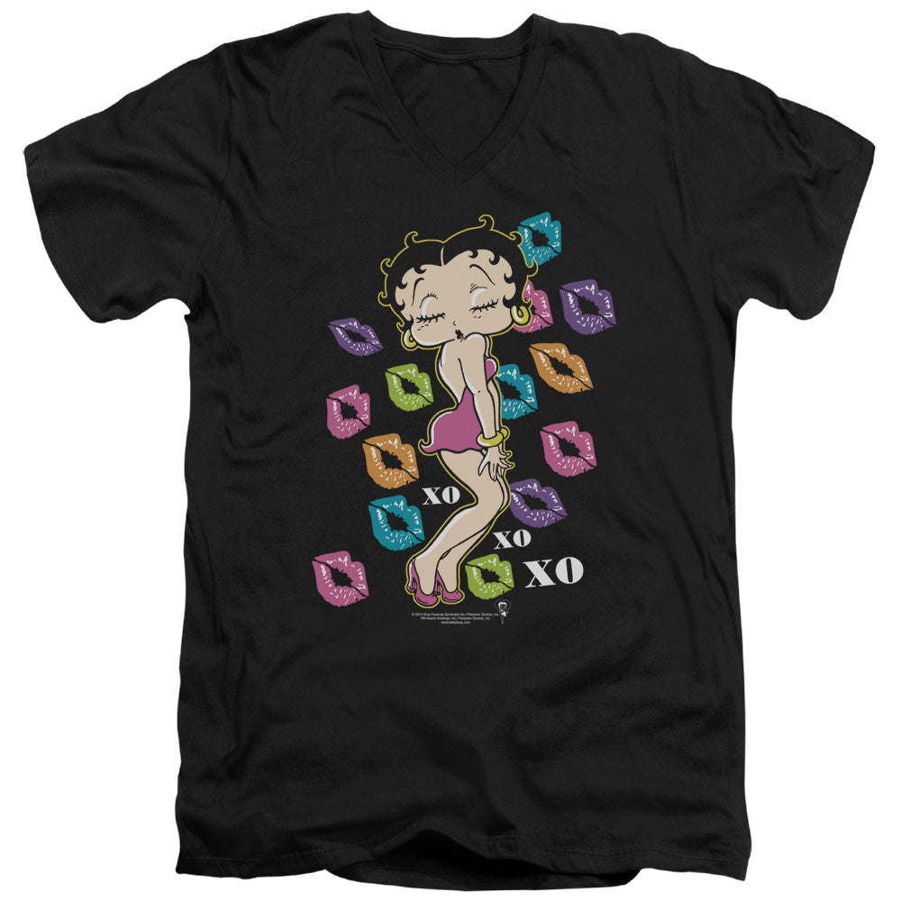 Betty Boop - Tripple Xo - Short Sleeve Adult V-neck - Black T-shirt
