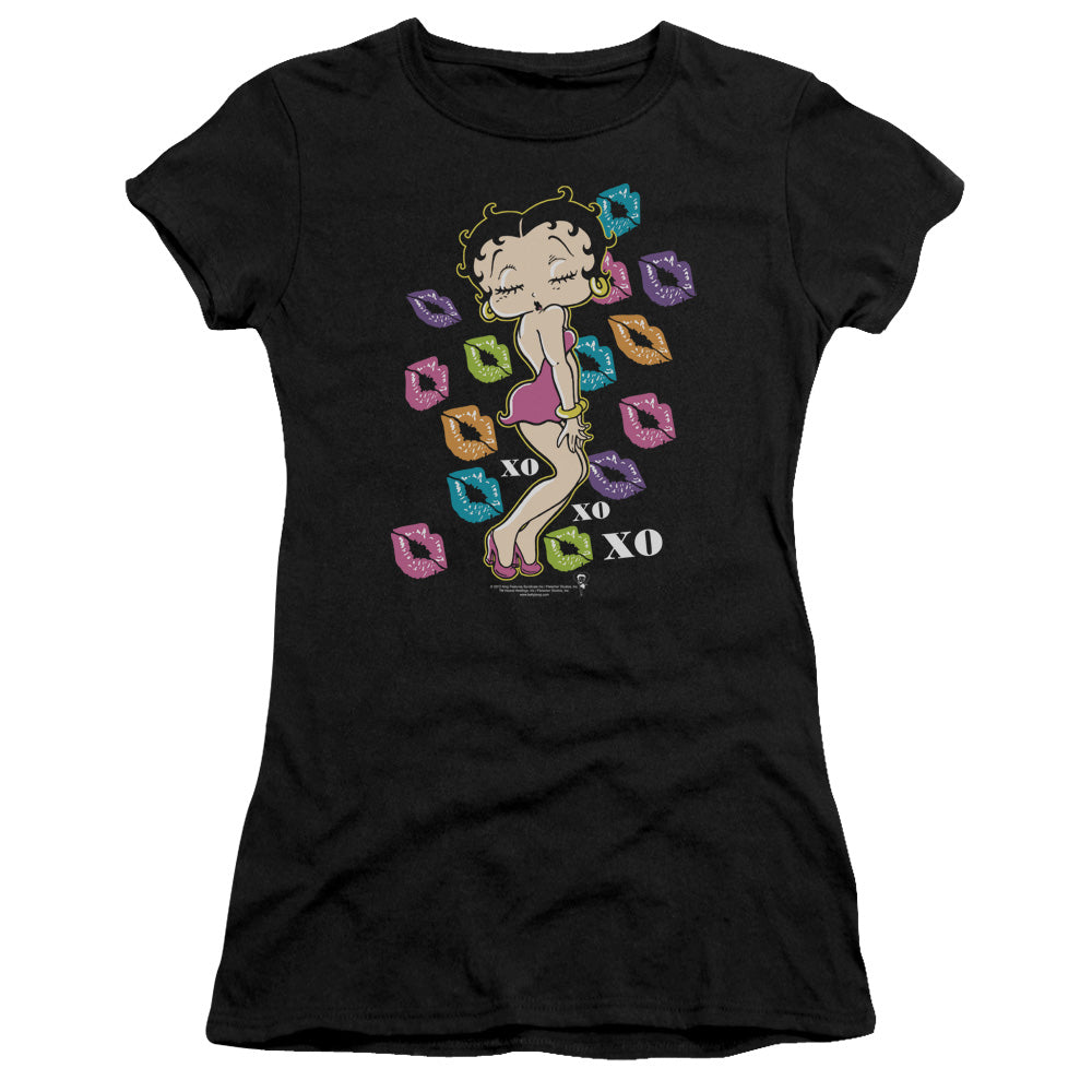 Betty Boop - Tripple Xo - Short Sleeve Junior Sheer - Black T-shirt