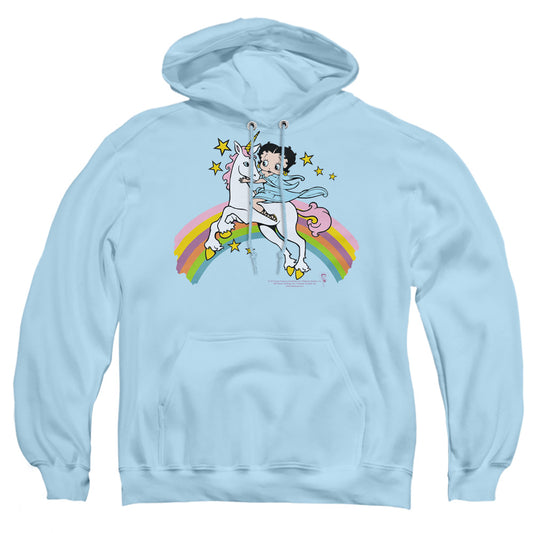 Betty Boop - Unicorn & Rainbows - Adult Pull-over Hoodie - Light Blue
