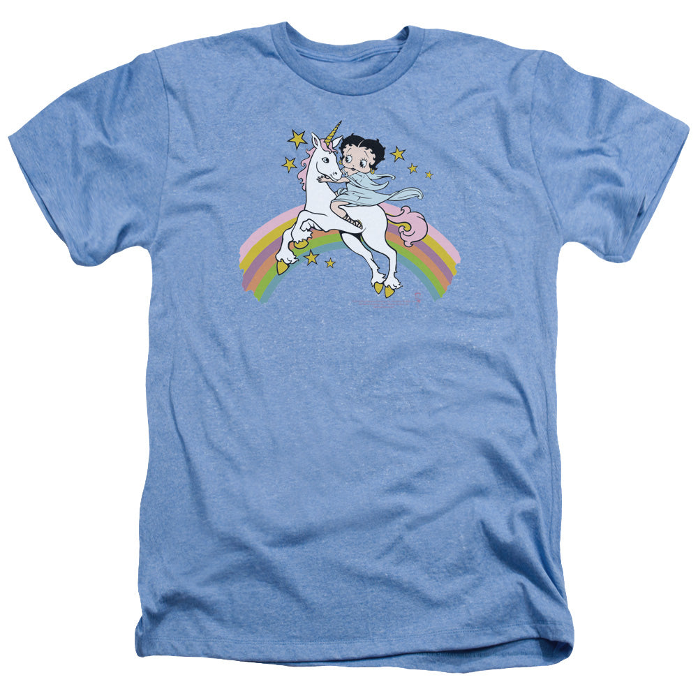 Betty Boop - Unicorn & Rainbows - Adult Heather - Light Blue